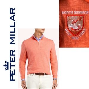 NWT $135~PETER MILLAR~QUARTER-ZIP SWEATSHIRT~North Berwick West Links~SCOTLAND~L